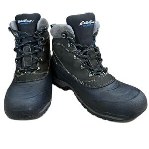 🥾❄️ EDDIE BAUER Men’s Waterproof Leather Hiking‎ Snow Boots | Black Gray Sz 13